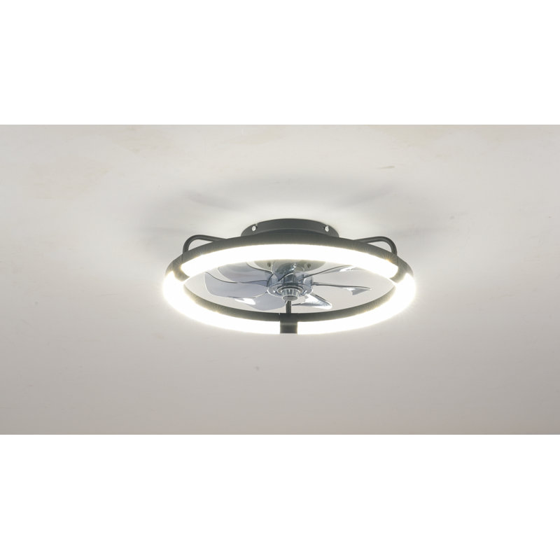 Ventilateurs de plafond de 20 po avec ensemble, source de lumière DEL et télécommande, ventilateur DEL encastré moderne à intensité variable 3000-6500K, 6 vitesses, moteur à courant continu silencieux pour le salon, la chambre à coucher, la cuisine