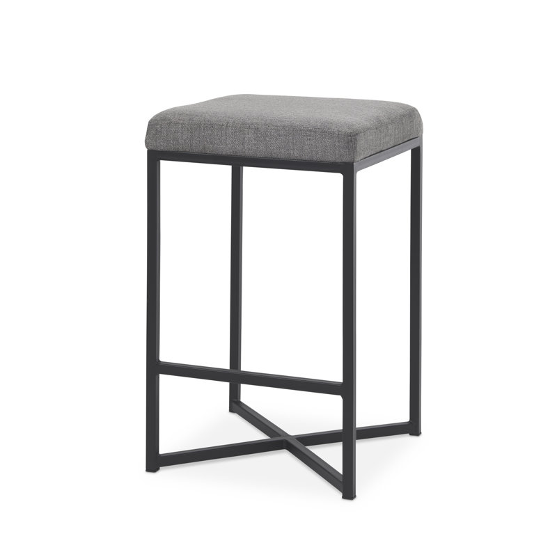 Tabouret de comptoir rembourré Rosetta, Tabouret de comptoir (siège d'une hauteur de 26,4, Gris
