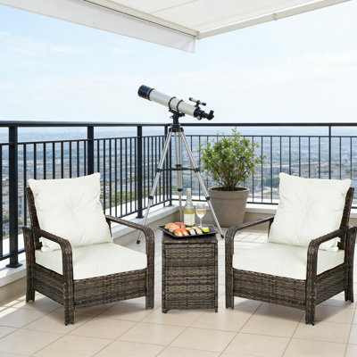 Table et chaises en osier, meubles de patio 3 pièces