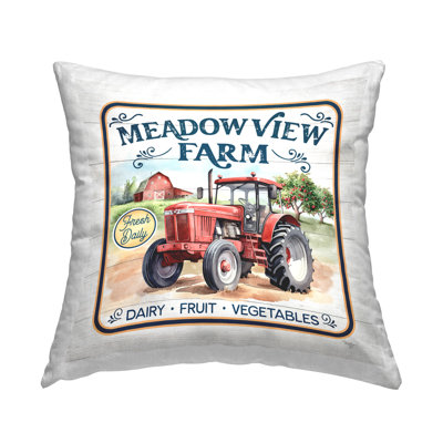 Meadowview Farm Tractor Decorative Printed Throw Pillow Design by Mollie B.