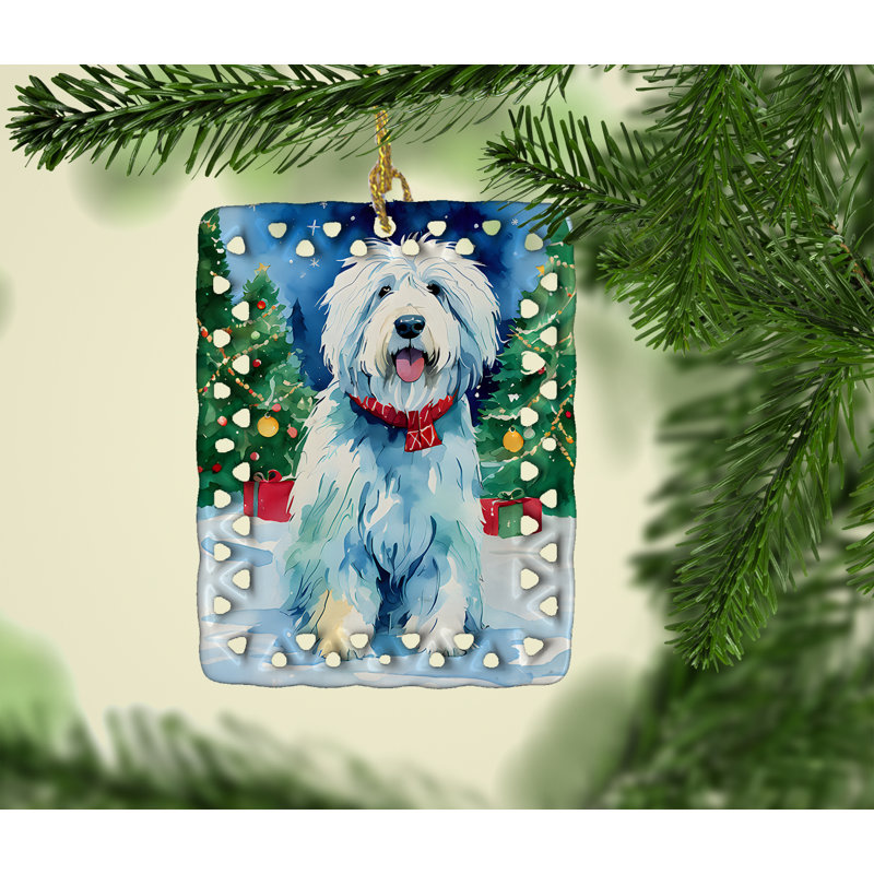 Ornement en porcelaine de Noël Old English Sheepdog, Old English Sheepdog 3546