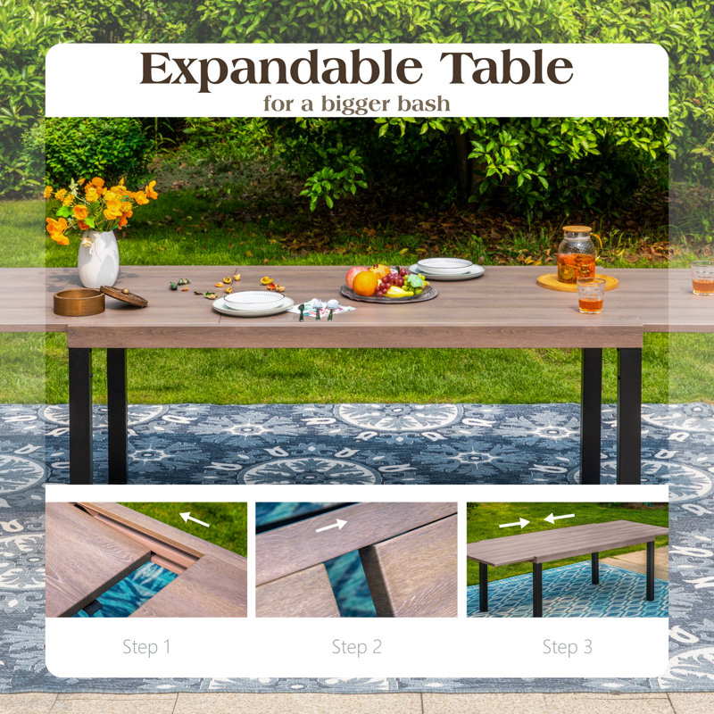 Ensemble repas extensible pour 8 personnes Rectangle, 6