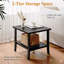 Table d'appoint d'extérieur 19 po carrée en métal noir, table de bout pour terrasse toutes saisons à 2 niveaux-684502009