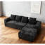 Canapé modulaire en forme de L en velours côtelé noir compact pour une utilisation domestique