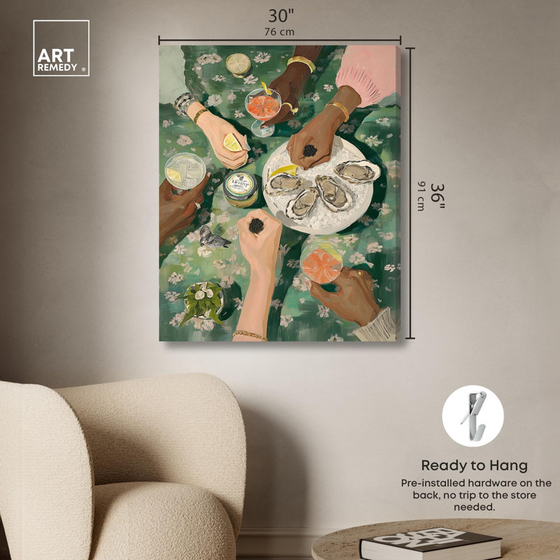 Impression sur toile «Oyster Social» par Art Remedy, H 36 po x l 30 po, Toile tendue avec châssis