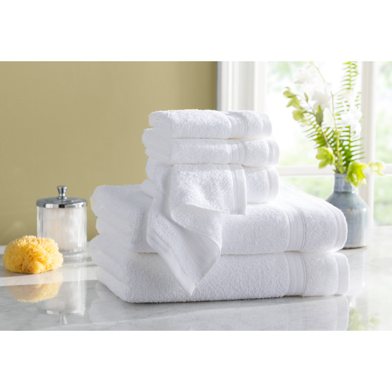 Ensemble de serviettes 6 pièces 100 % coton à séchage rapide, Blanc