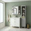 Armoire de rangement murale de salle de bain avec miroir, armoire à pharmacie avec tablette en bois réglable et portes, armoires de rangement montées avec 6 tablettes ouvertes-843520070