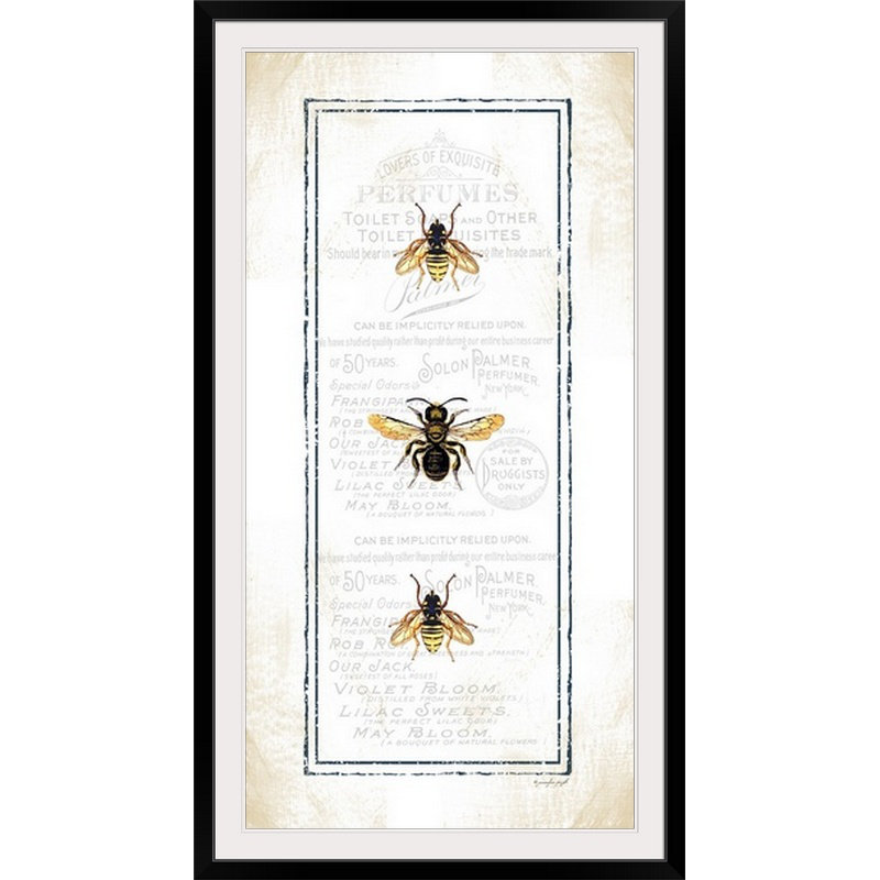 Bees par Jennifer Pugh - impression d'art graphique, H 32 po x l 20 po x P 1 po, Cadre noir