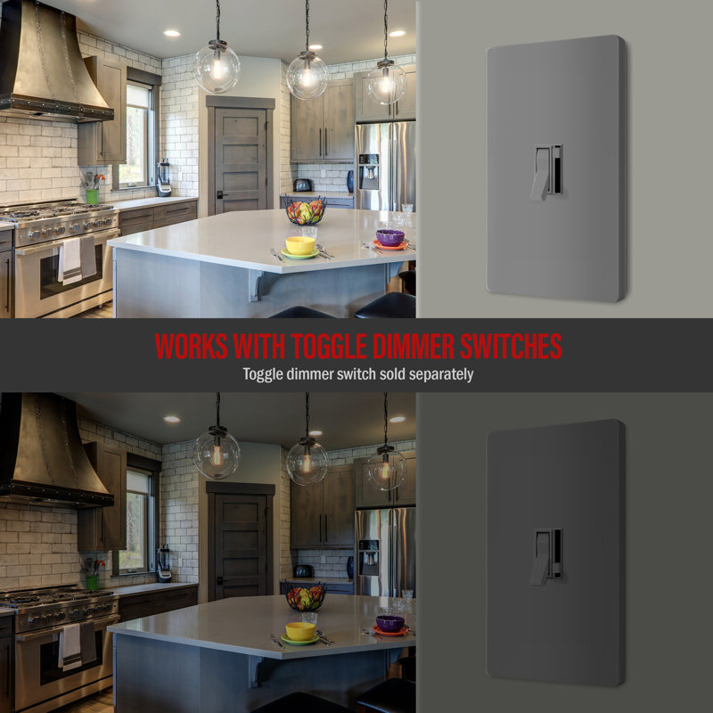 Gray 1-Gang Screwless Plastic Toggle Wall Plate Set