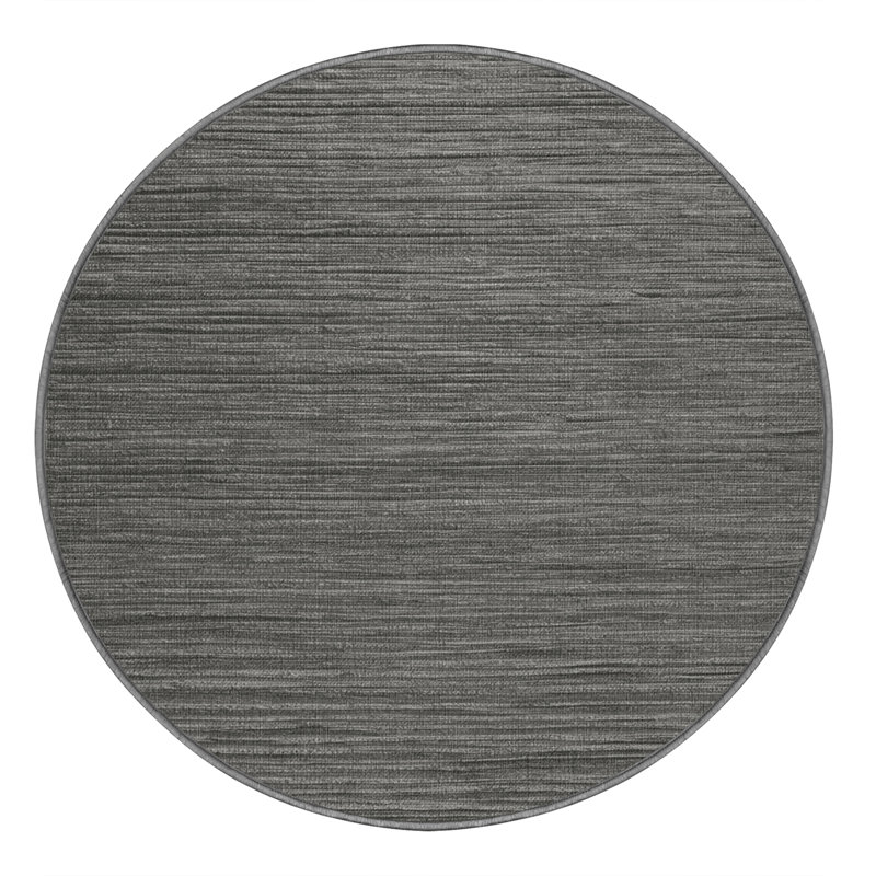 Machine Washable Solid Gray Area Rug, Round 3'