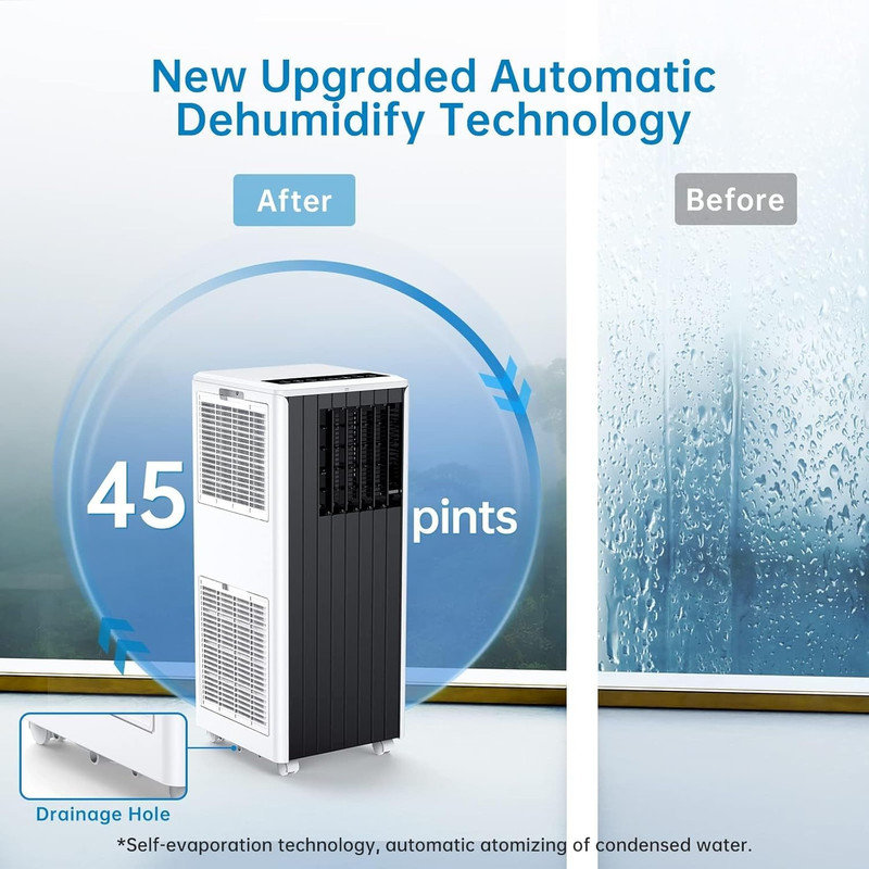 Portable Air Conditioners, 8,000 BTU AC Unit with Remote Control, Fan/Dehumidifier Mode, Sleep Mode, Child Lock, LED Touch Panel, Window Kit, Cools Room Up to 350 Sq.Ft. White
