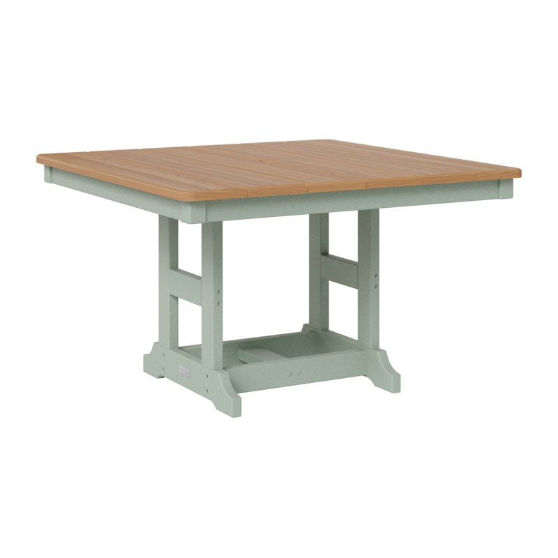 KIDS Outdoor Square Side Table, Natural Teak, Seafoam