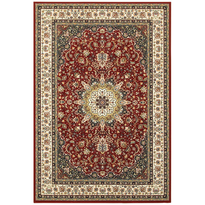 Tapis rouge / ivoire Greenwich, Rectangle 6 pi 7 po x 9 pi 6 po