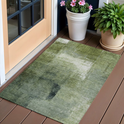 Tapis extérieur lavable abstrait vert artichaut 3 pi x 5 pi