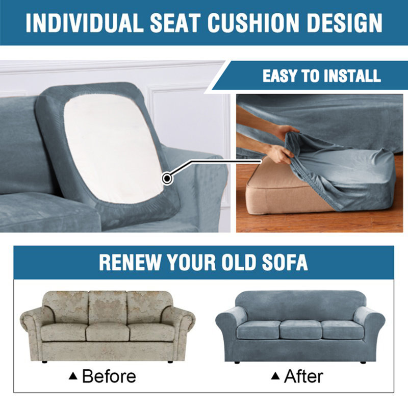 Box Cushion Loveseat Slipcover, Stone Blue