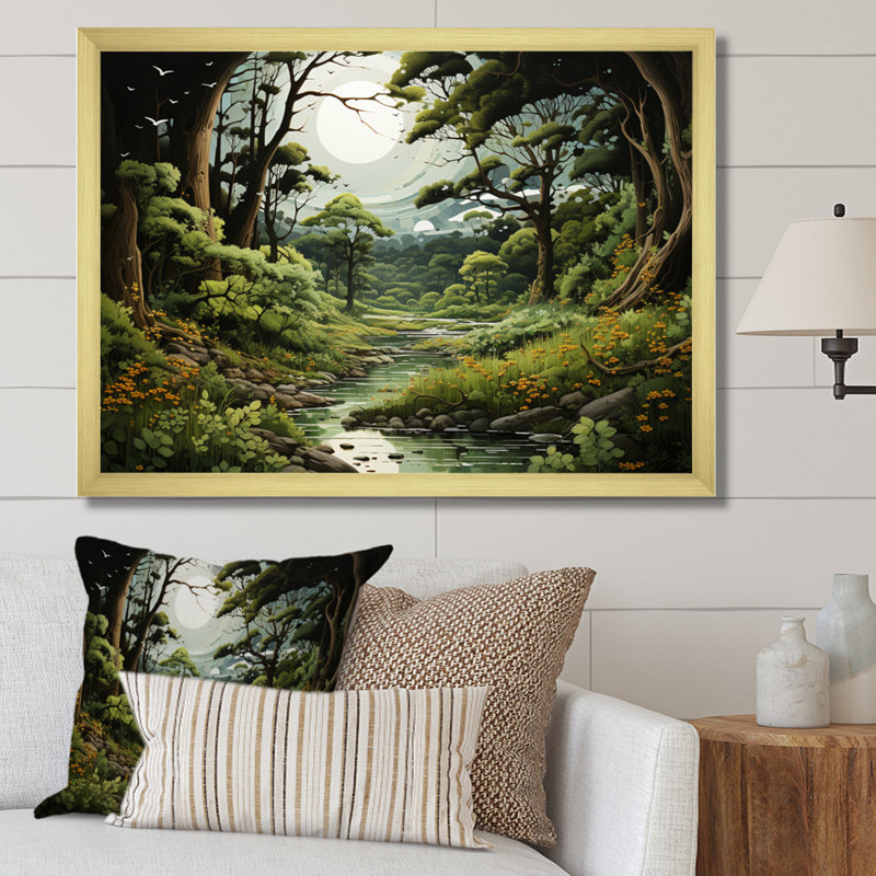 «Bhanweri Forest Whispering Woods Pastoral I», reproduction, H 16 po x l 32 po x P 1 po, Cadre doré simple