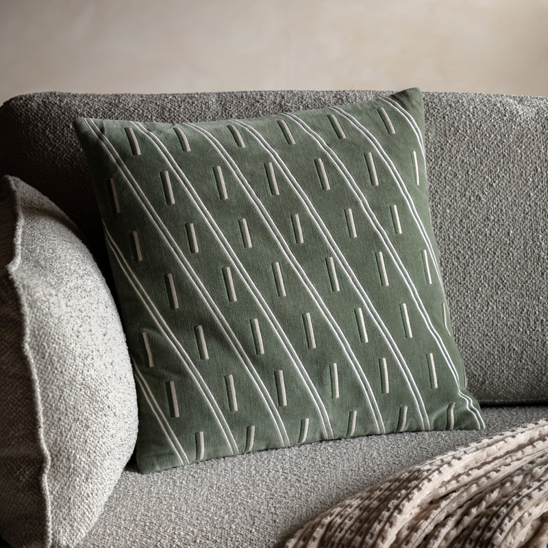 Striped Green Square Cushion