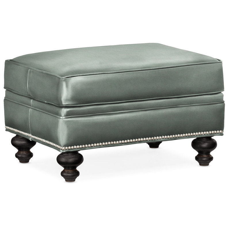 West Ottoman, Anilina Hunter Genuine Leather, Plantation, Pewter