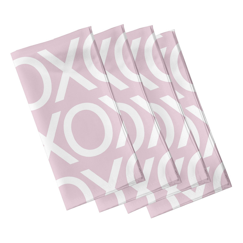 Ensemble de serviettes 4 pièces Saint-Valentin, L 18 po x L 18 po, Rose pâle