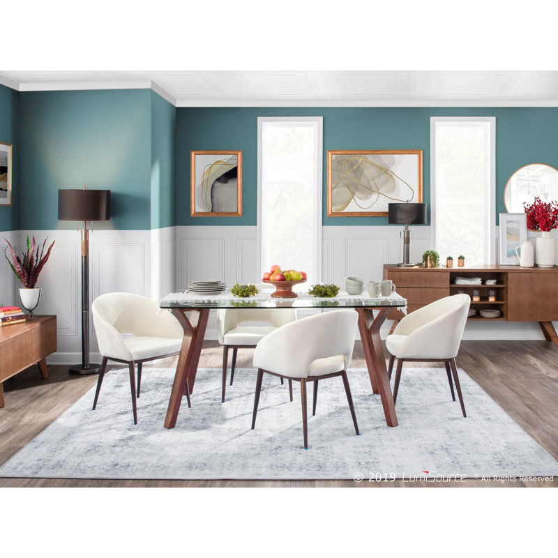 Hertford Rectangular Dining Table, Clear Glass, Walnut