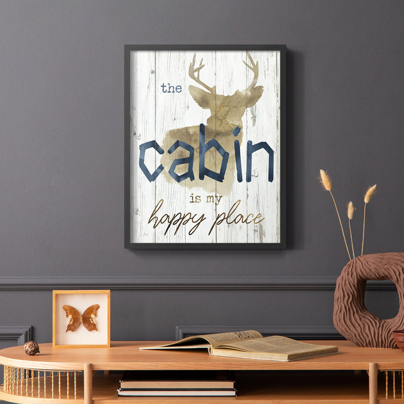 «Happy Place», reproduction encadrée en bois massif, Noir, H 10 po x l 8 po
