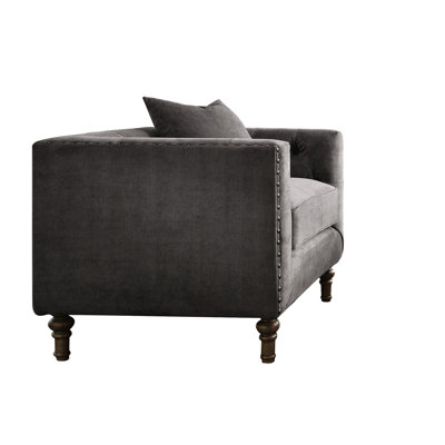 Comfortable Grey Accent Chair With Pillow - Filled Materials Luxury Upholstered For Long-term Use