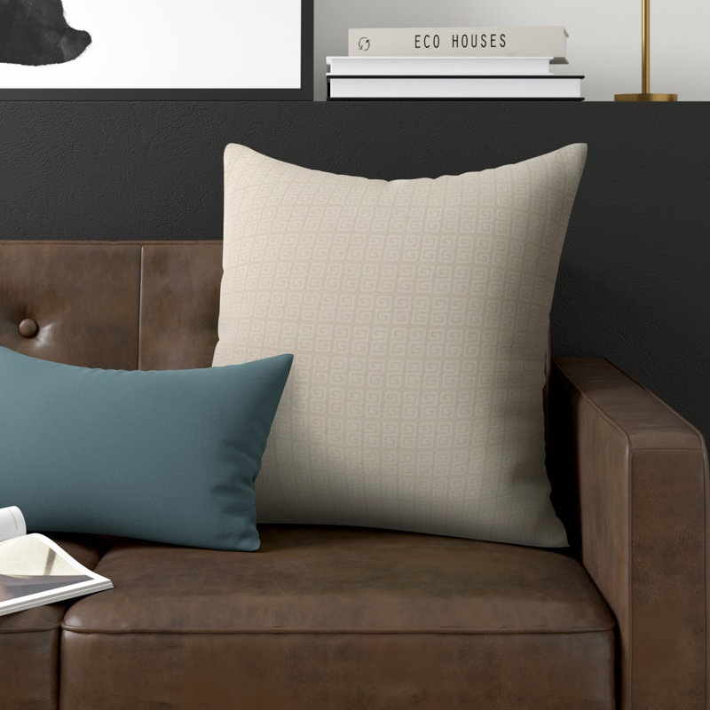 Geometric Reversible Throw Pillow, 26" H x 26" W, Oatmeal/Flax