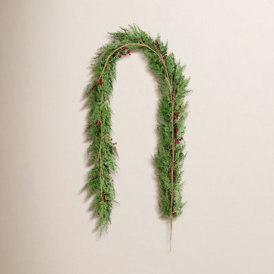 Lexianna 9Ft Christmas Greenery PE Dripping Cedar Garland with Red Berries