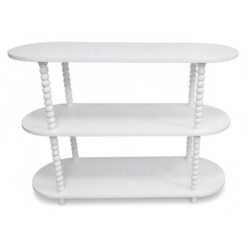 Console étroite à 3 niveaux - Pieds de citrouille modernes - Table d'appoint en panneau de fibres à densité moyenne pour le salon, la chambre à coucher, le vestibule, le chevet - Support pour plante minimaliste - Couleur: blanc