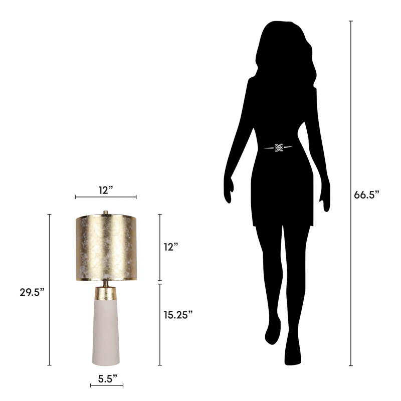 Lampe de table Luxe Radiance en céramique - Blanc cassé et or - Ensemble de 2