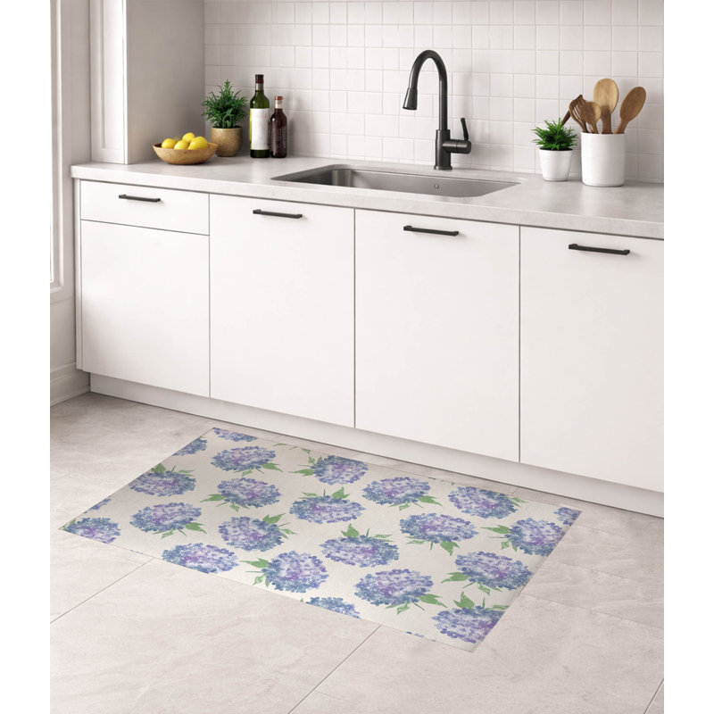 Tapis de cuisine léger Hydrangea Love, Rectangle 2' x 3', Ivoire ivoire