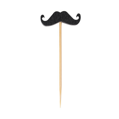 Restaurantware-2.7 Inch Cocktail Skewers, 1000 Moustache Design Birthday Party Toothpicks - Pointed, Sturdy, Black Bamboo Cupcake Mustache Toppers, Disposable, For Fruits, Desserts, Or Sandwiches