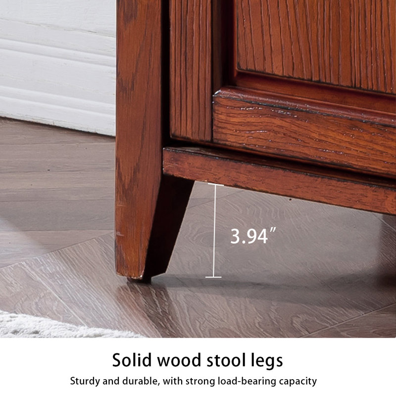 Cherry Upholstered Shoe Storage Bench