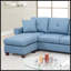 Canapé modulaire moderne bleu 2 pièces avec revêtement en polyfibre brillant et structure en bois durable pour une assise confortable