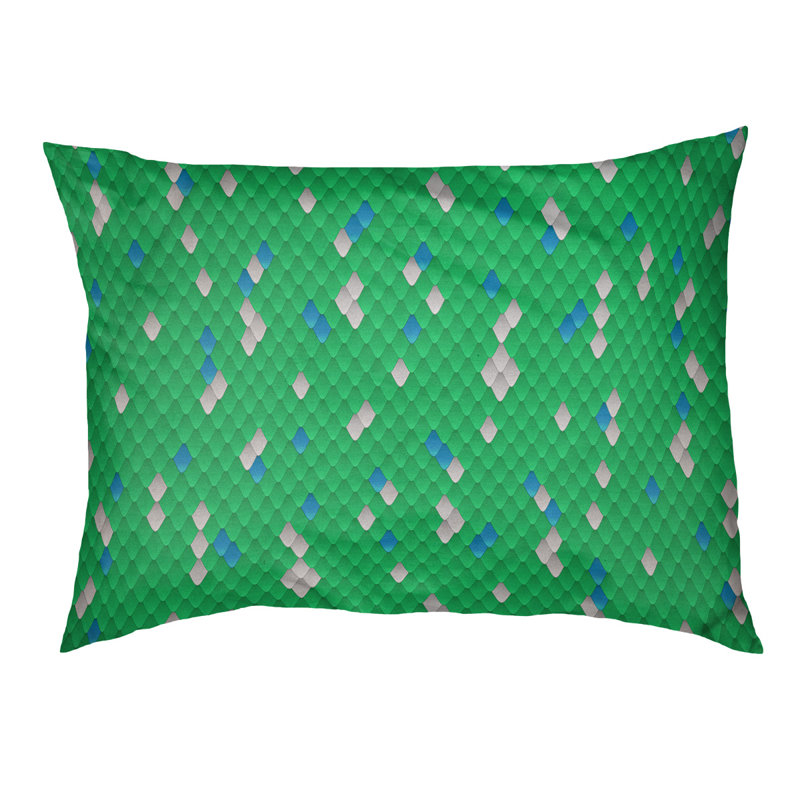 Coussin décoratif à écailles de serpent, Petit (L 18 po x l 28 po), Vert/bleu, Utilisation intérieure seulement