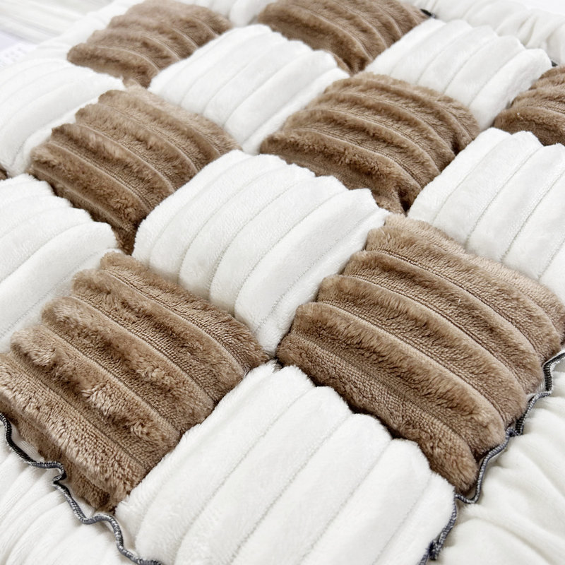 Housse pour canapé en velours côtelé doux, H 1,3 po x l 59 po x P 27,5 po, Velours côtelé brun / blanc