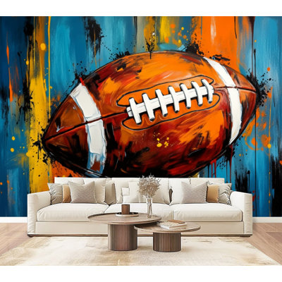 Peel and Stick Wallpaper Graffiti Sports Vintage Basketball Football Baseball Colorful Street Wall Murals 69"H x 96"W Removable PVC Wall Paper Self-Adhesive Wall Decor for Bedroom Living Room  Boys Room