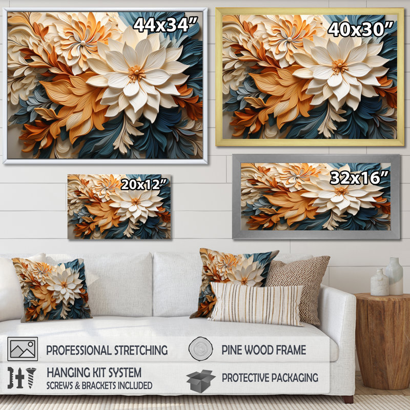 «Blue White Line Art», motifs tourbillons encadrés sur toile, H 30 po x l 40 po, Toile tendue