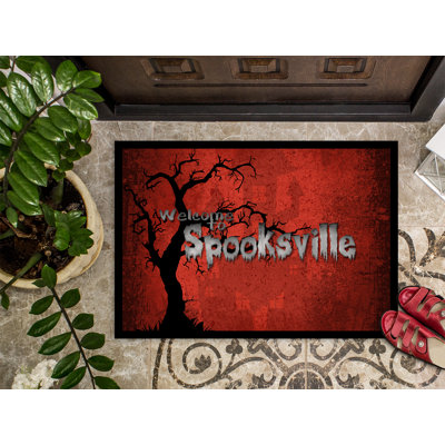 Paillasson d’extérieur anti-dérapant d’Halloween Rumer Welcome to Spooksville