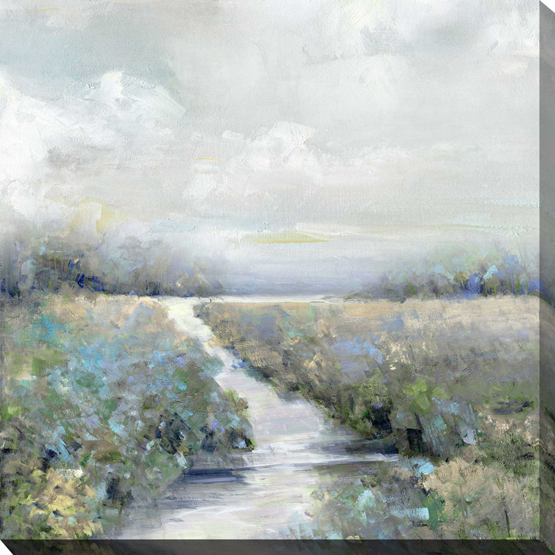 Péninsule par Sally Swatland - Peinture, L 18 po x H 18 po, Toile tendue
