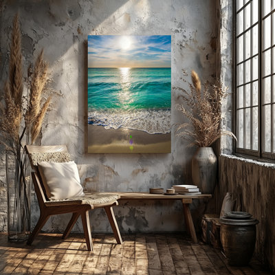 Toile Un paysage marin serein à midi mettant en vedette un océan tranquille sous un art mural