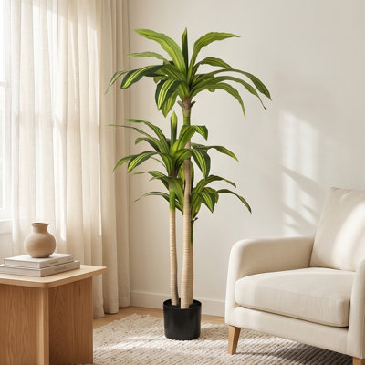 Artificial Dracaena Tree in Pot, Faux Dracaena Plant, Fake Tree for Home Decor, 5FT