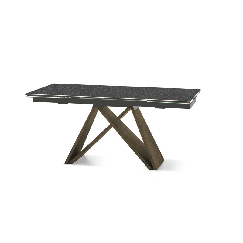 Arianie Extendable Dining Table, Emperador Marble, Bronze