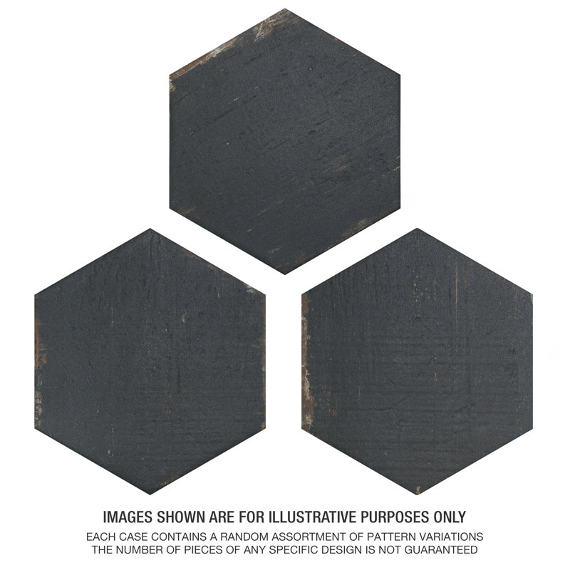 Retro 7" x 8" Porcelain Wood Look Wall & Floor Tile, Nero