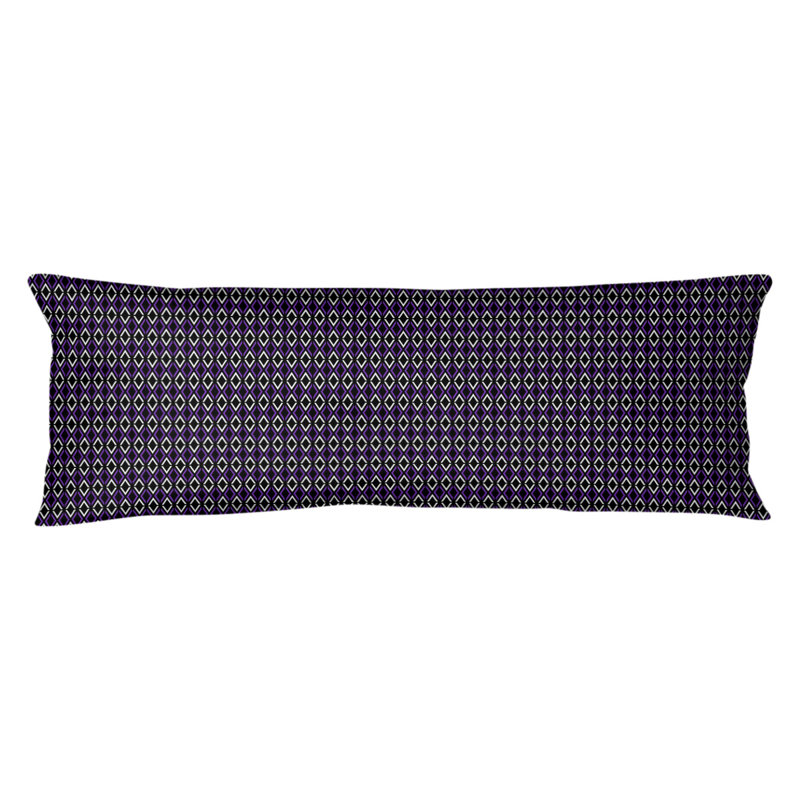 Coussin lombaire à losanges arrow, Bourre en polyester, Molleton moelleux, Noir / mauve