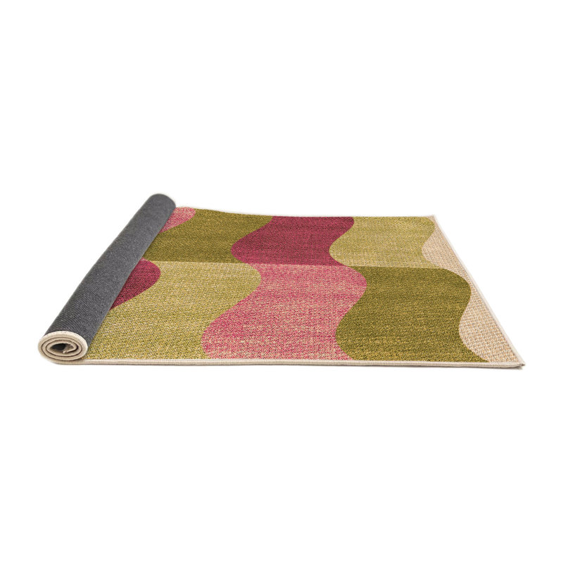 Tapis géométrique vert / ivoire / rose, Rond 8 pi
