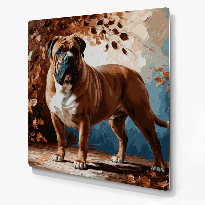 «Dogs Bullmastiff», art mural en métal noir, H 32 po x l 32 po