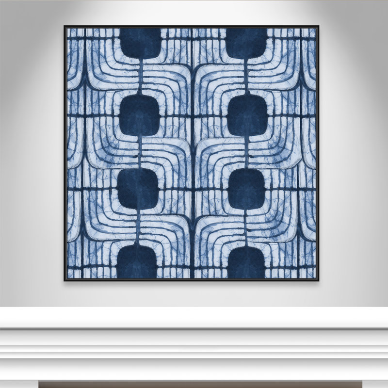«Blu Batik II» par Emma Peal, Noir, H 46,5 po x l 46,5 po