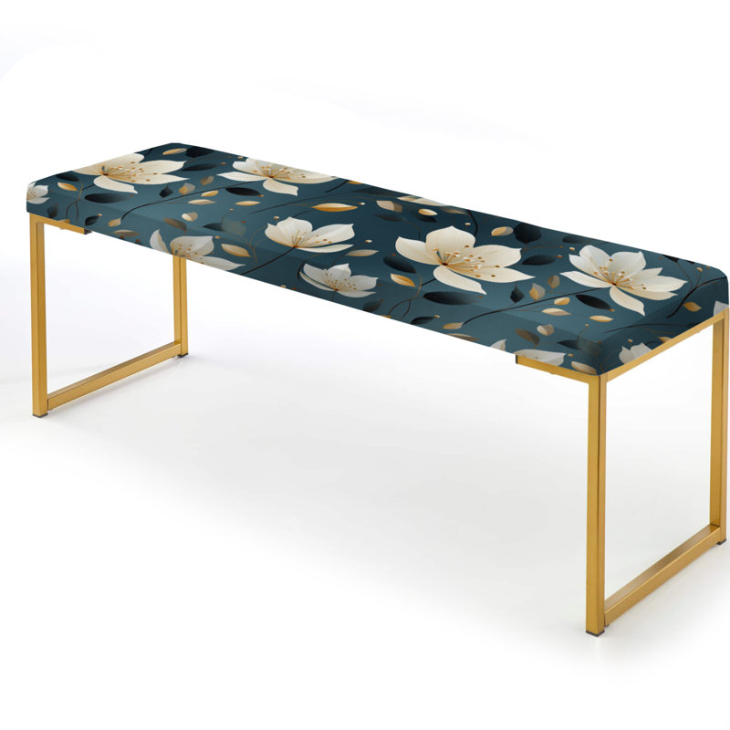 Banc rembourré or, Teal & Ivory Elegant Floral
