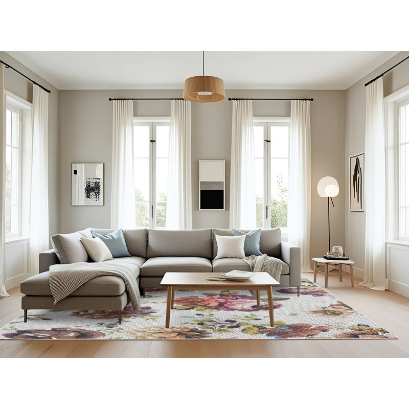 Tapis rouge à motif floral Mea, Rectangle 8 pi x 12 pi